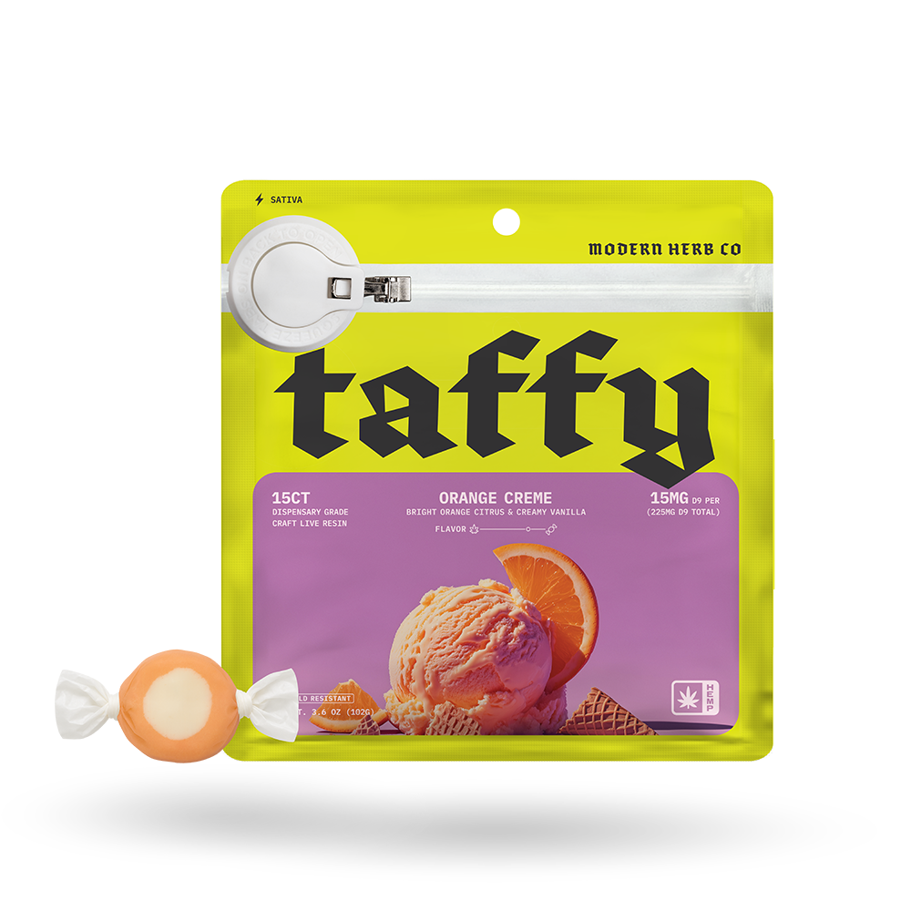 The Hemp Collect Live Resin D9 Taffy: Orange Creme (Sativa), 15ct