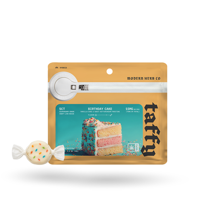 The Hemp Collect Live Resin D9 Taffy: Birthday Cake (Hybrid), 5ct
