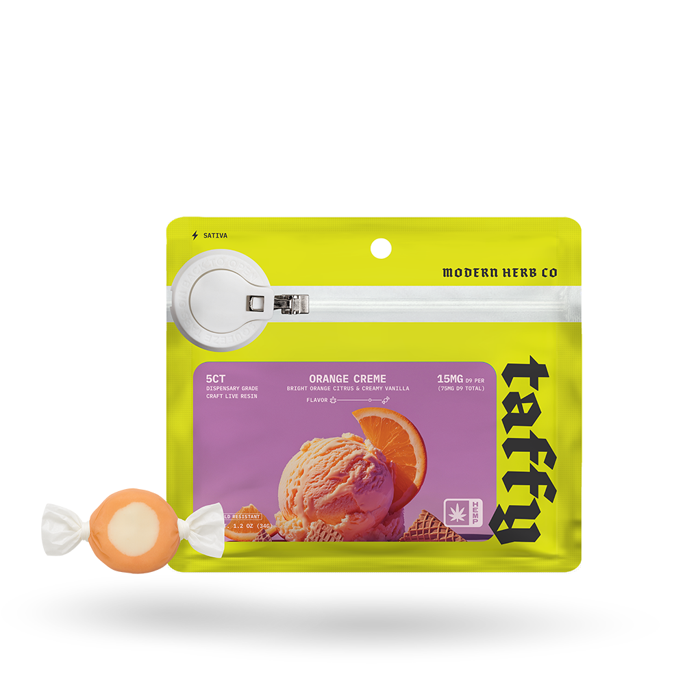The Hemp Collect Live Resin D9 Taffy: Orange Creme (Sativa), 5ct