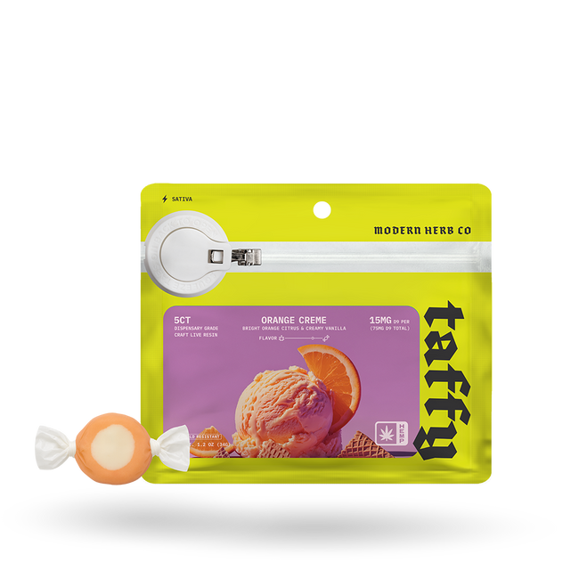 The Hemp Collect Live Resin D9 Taffy: Orange Creme (Sativa), 5ct