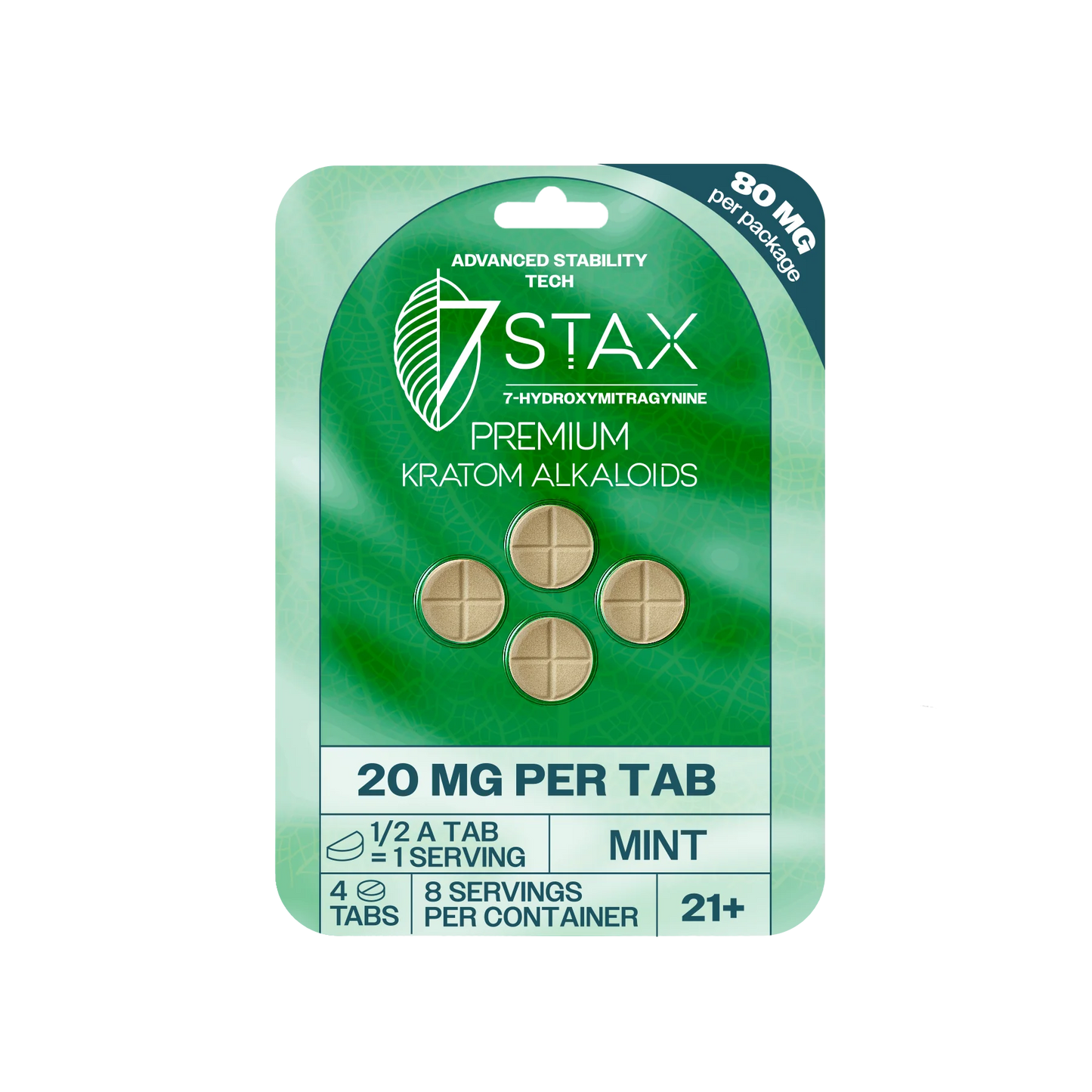 7Stax Premium 7-OH Kratom Alkaloid Tablets (80mg – 4 Count)