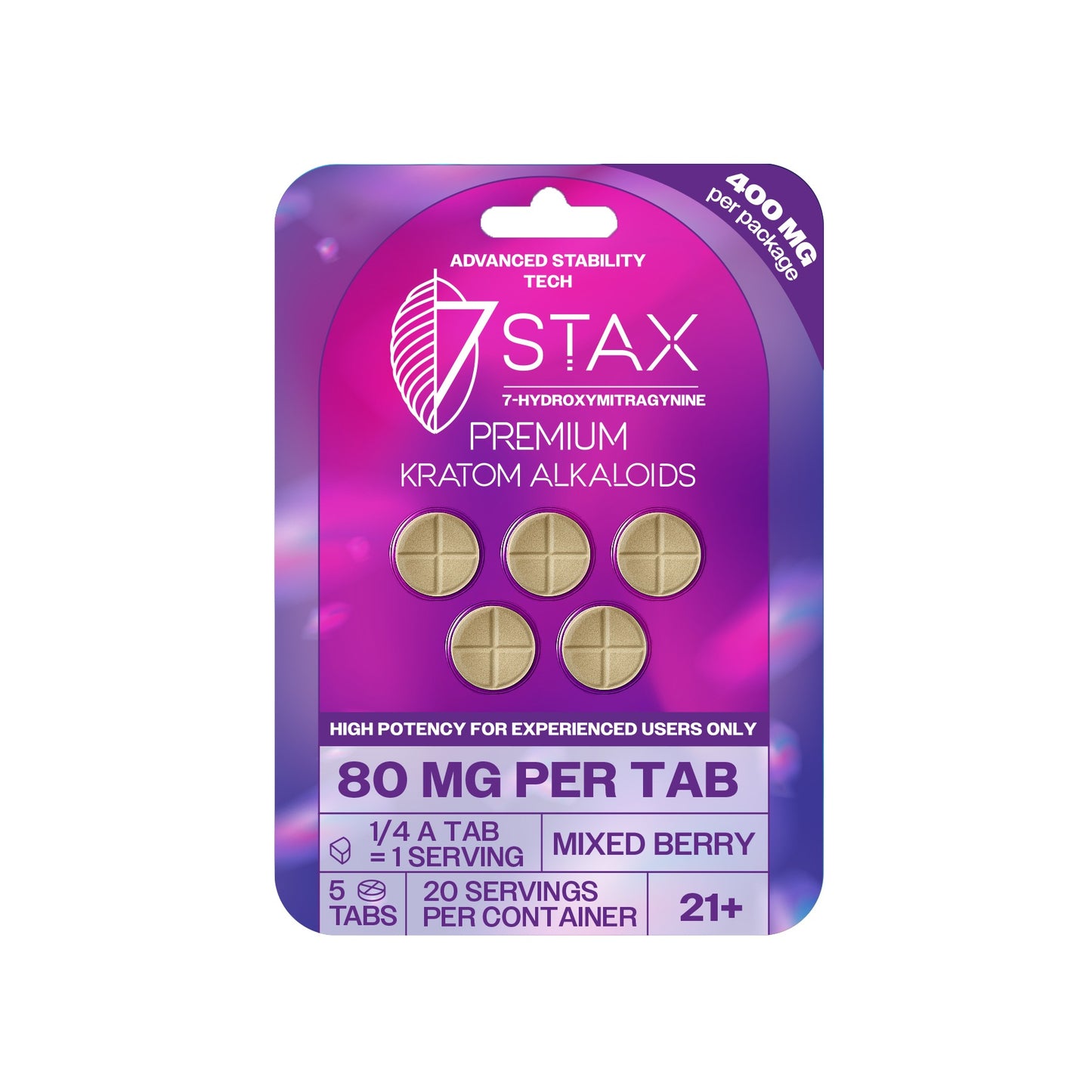 7Stax Premium 7-OH Kratom Alkaloid Tablets (400mg – 5 Count)