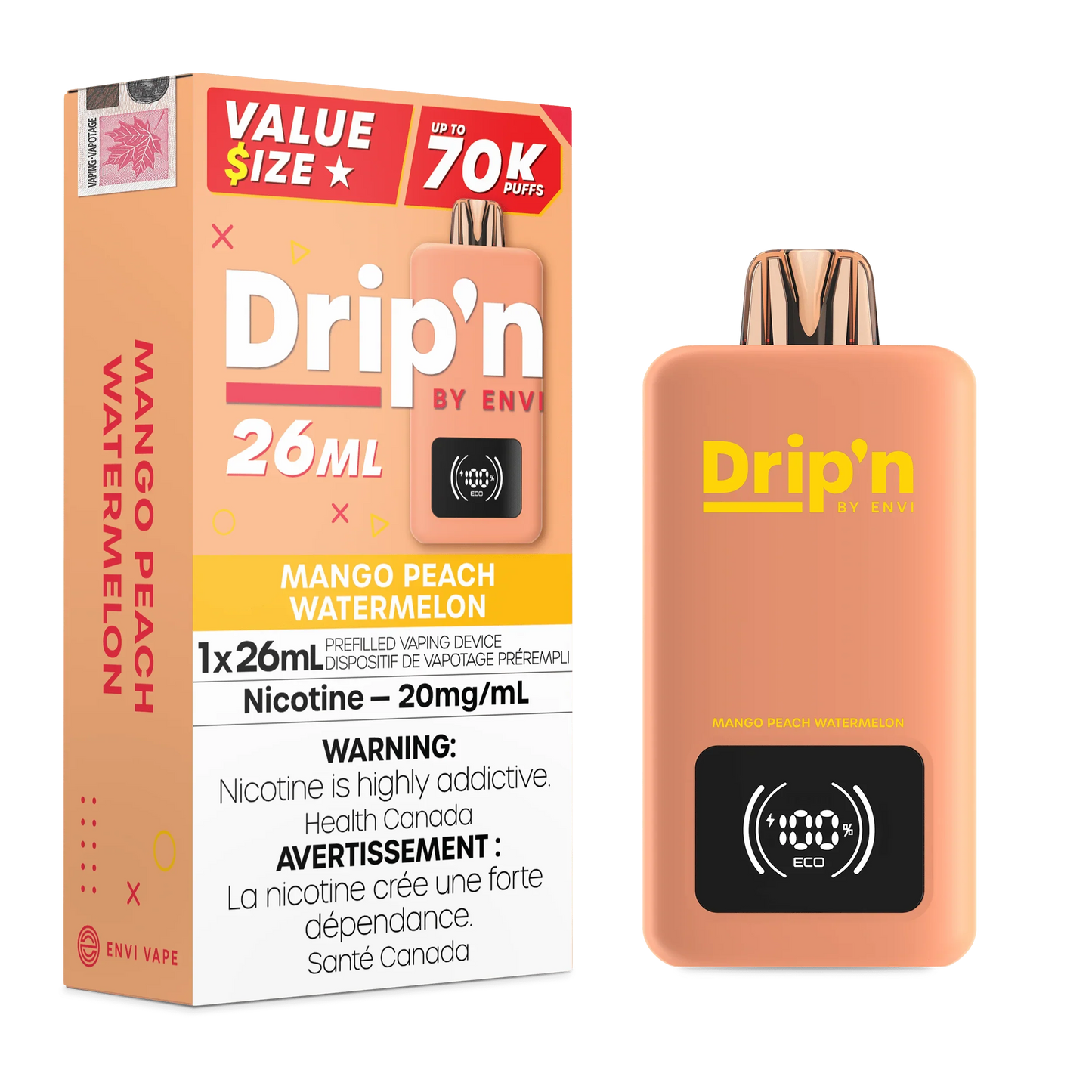 Mango Peach Watermelon Envi Drip’n  70K Disposable Vape