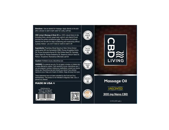 CBD Living | CBD Massage Oil - 300mg Best Sales Price - Topicals