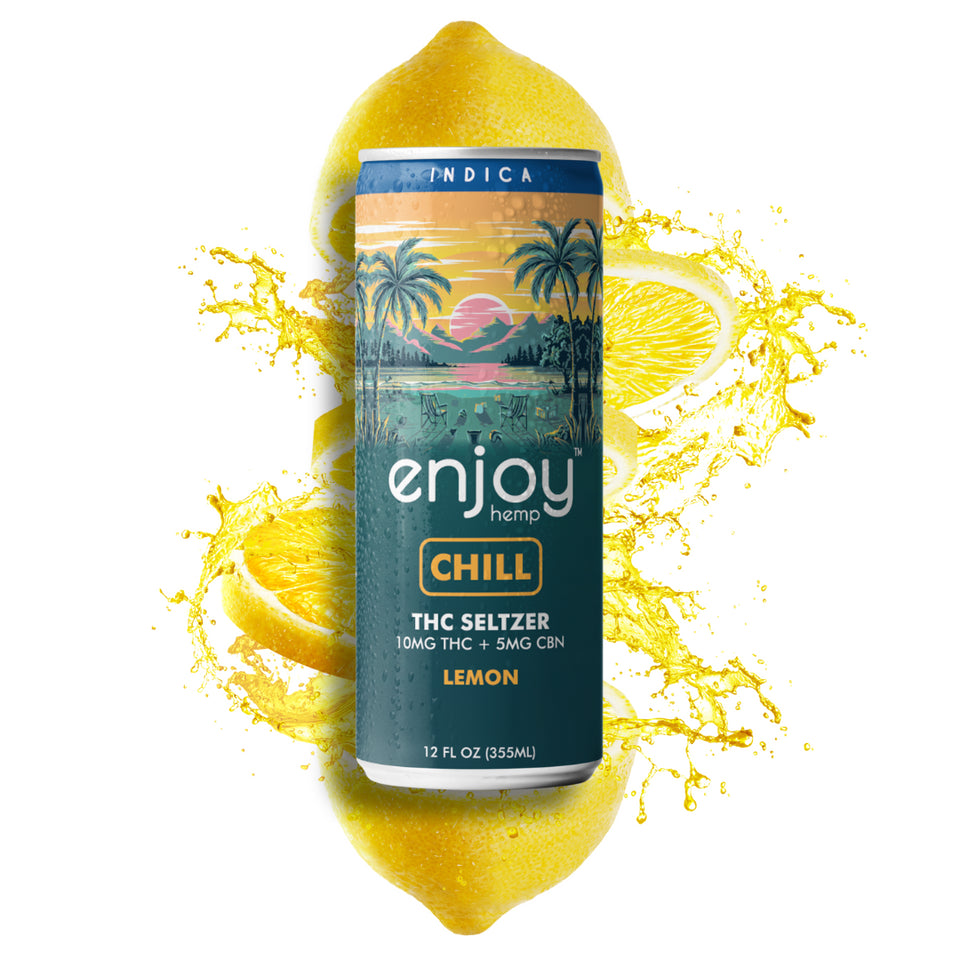 Enjoy Hemp 10mg THC + 5mg CBN Lemon Seltzer for Chill (Indica) | Mediumdose Relaxation, Alcohol-Free Drink