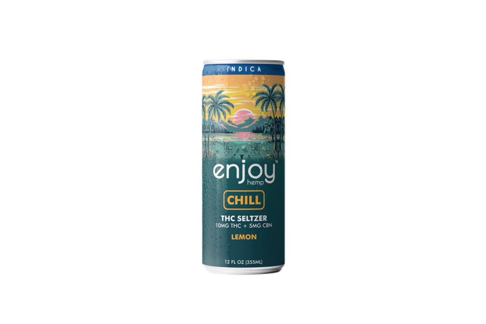 Enjoy Hemp 10mg THC + 5mg CBN Lemon Seltzer for Chill (Indica) | Mediumdose Relaxation, Alcohol-Free Drink