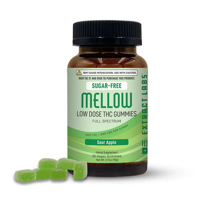 Extract Labs Sugar Free Low Dose Delta 9 Gummies | Mellow | Sour Apple