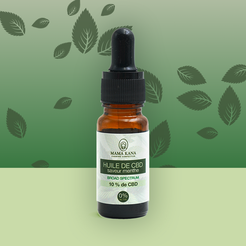 MAMA KANA CBD Huile 10% de CBD Broad Spectrum - Menthe 🌱 Best Sales Price - Tincture Oil