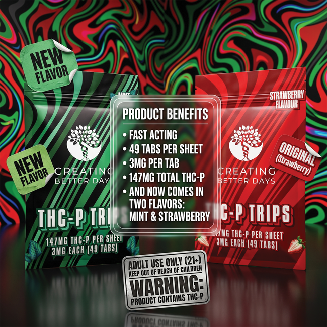 Creating Better Days THC-P - Fast Acting Tabs - Strawberry - High Potency Best Sales Price - Edibles