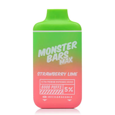 Monster Bars Max Vape 6000 Puffs Disposable Vape Kit 12ml Strawberry Lime best sale price