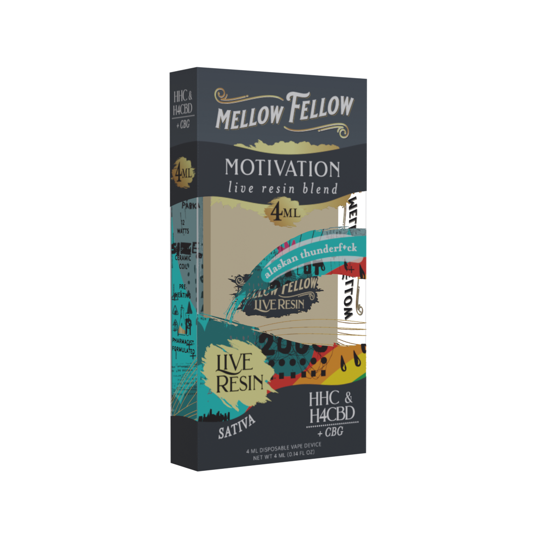 Mellow Fellow Motivation Blend 4ml Live Resin Disposable Vape Alaskan Thunderf*ck Best Sales Price - Vape Pens