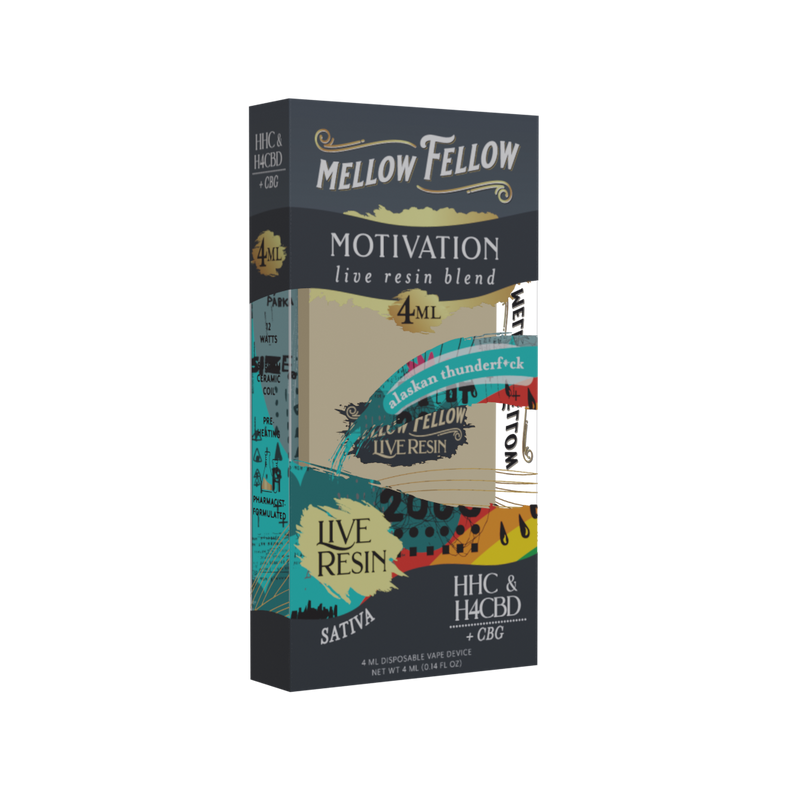 Mellow Fellow Motivation Blend 4ml Live Resin Disposable Vape Alaskan Thunderf*ck Best Sales Price - Vape Pens