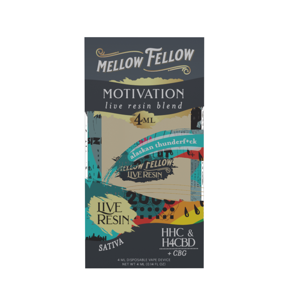 Mellow Fellow Motivation Blend 4ml Live Resin Disposable Vape Alaskan Thunderf*ck Best Sales Price - Vape Pens