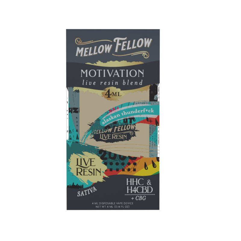 Mellow Fellow Motivation Blend 4ml Live Resin Disposable Vape Alaskan Thunderf*ck Best Sales Price - Vape Pens