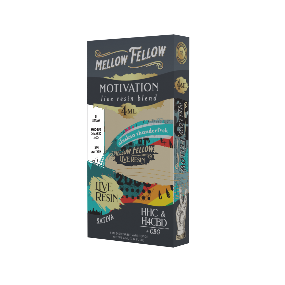 Mellow Fellow Motivation Blend 4ml Live Resin Disposable Vape Alaskan Thunderf*ck Best Sales Price - Vape Pens