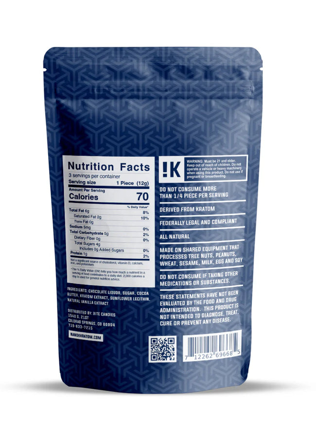Nano K Kratom Extract Dark Chocolate Minis (3ct Bag) Best Sales Price - Gummies