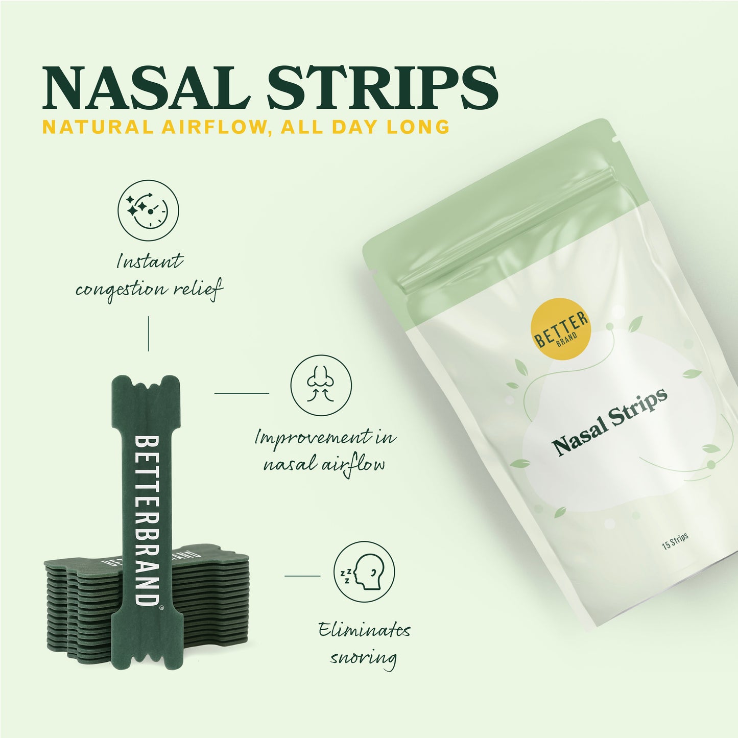 BetterBrand Nasal Strips for Sleep & Breathing Support