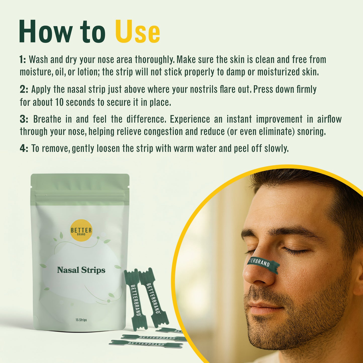 BetterBrand Nasal Strips for Sleep & Breathing Support