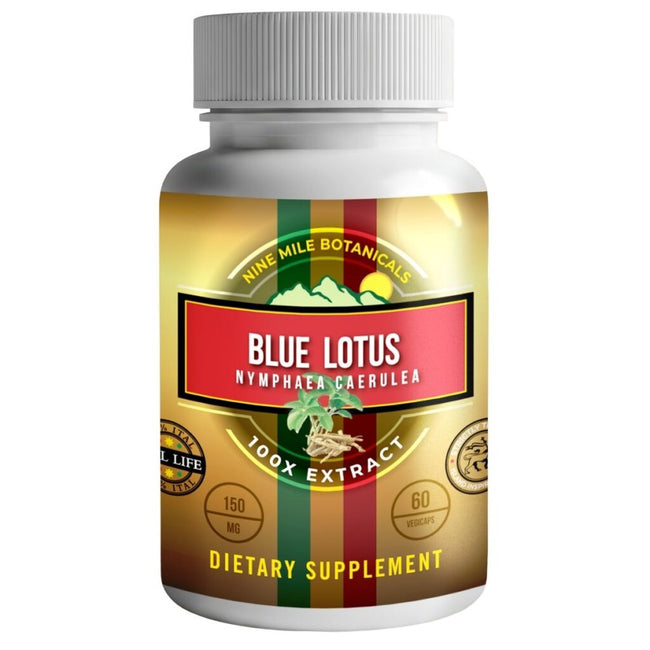 Nine Mile Botanicals Blue Lotus Extract 100:1 60 Capsules Best Sales Price - Edibles