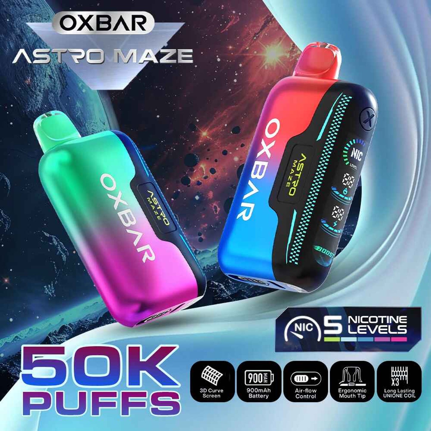 OXBAR Astro Maze Disposable (50000 Puffs) - Buy 1 Get 1 Free