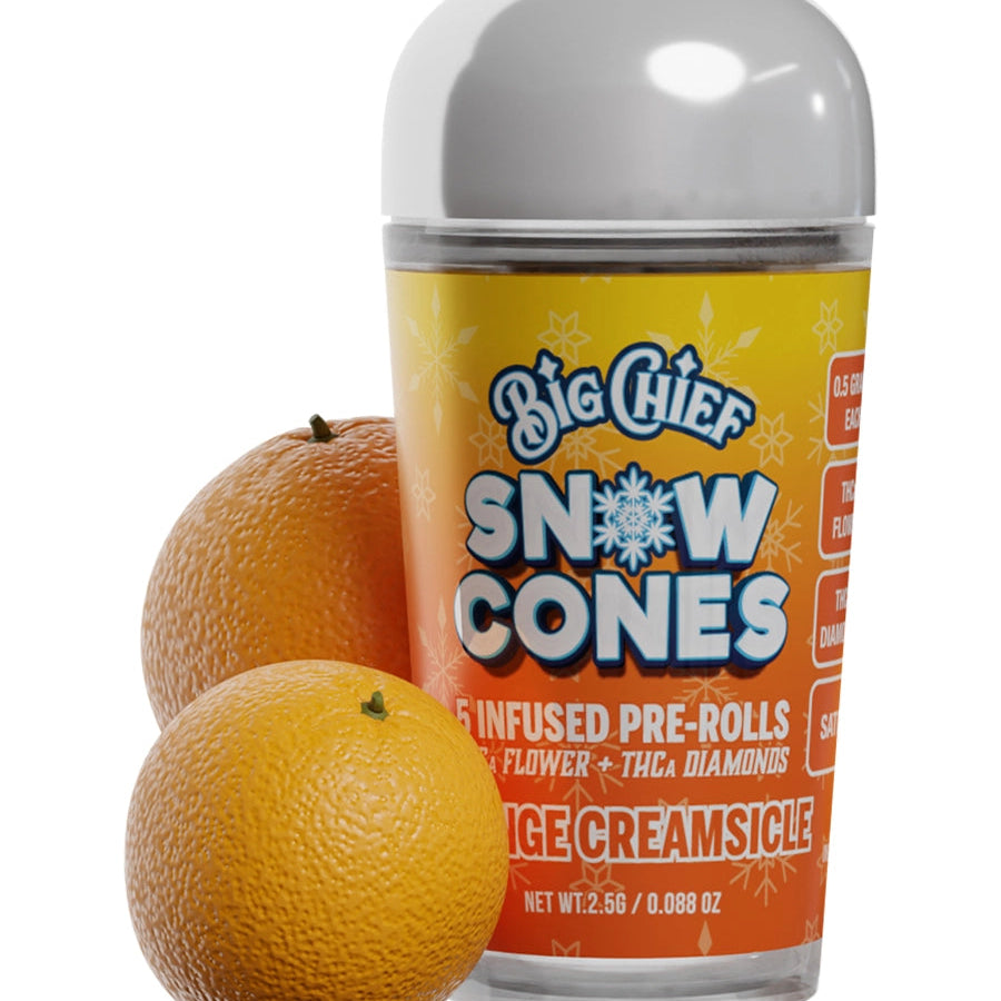 Orange Creamsicle Big Chief Snow Cones Infused Pre-Rolls THCa Flower+THC-A Diamonds 2.5G