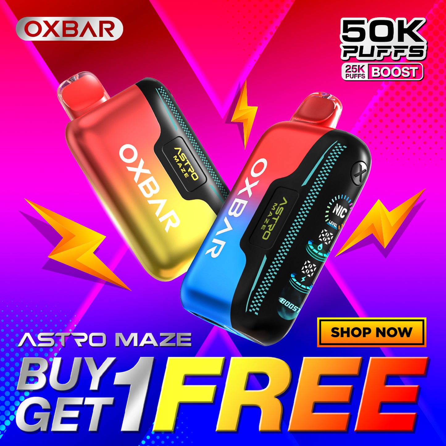 OXBAR Astro Maze Disposable (50000 Puffs) - Buy 1 Get 1 Free
