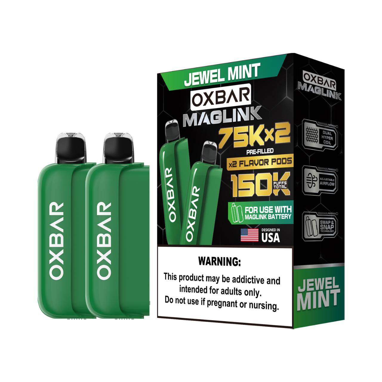 Oxbar Maglink Nixodine 75K Pre-filled Replacement Pod (Pack of 2)