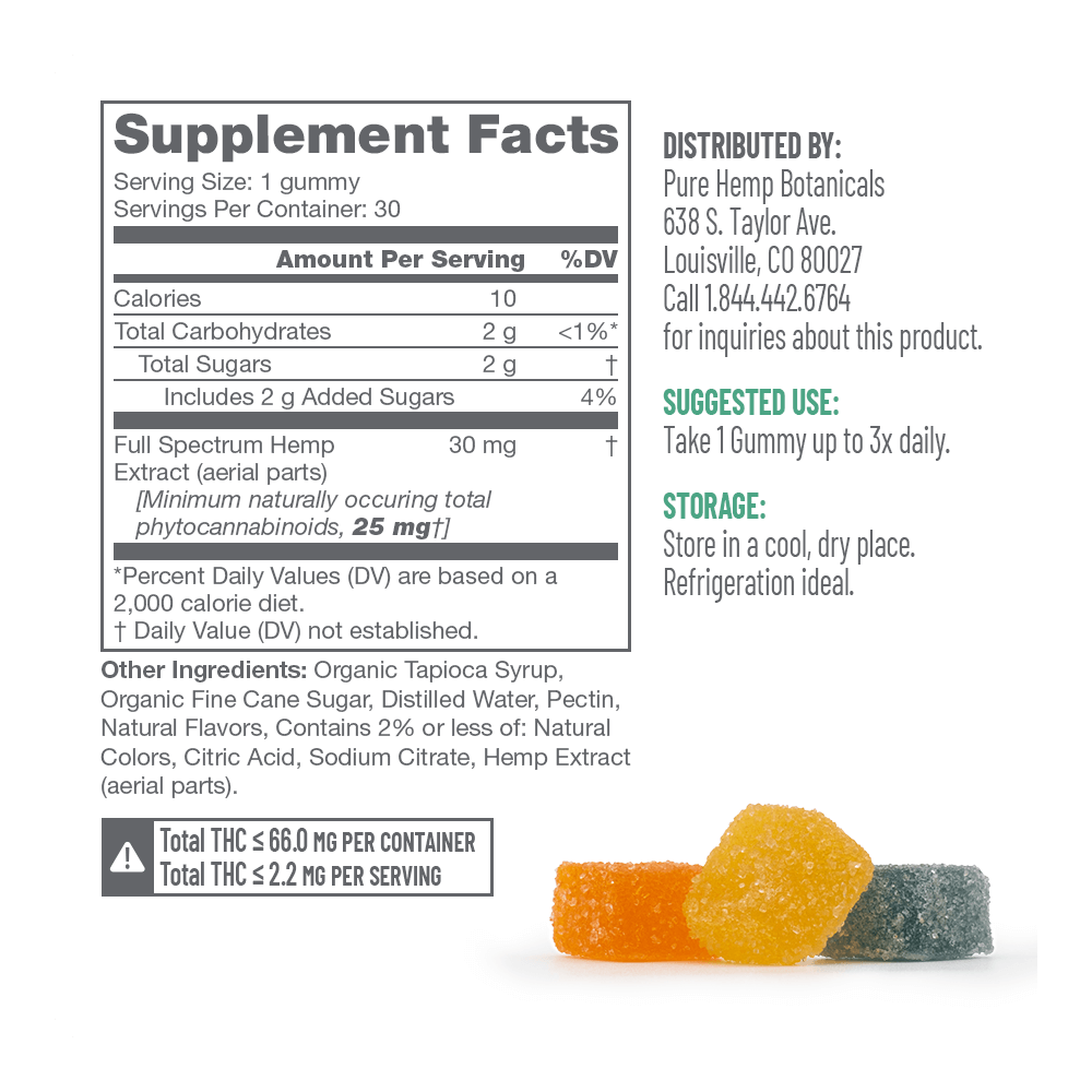 Pure Hemp Botanicals 750mg CBD Gummies for Daily Balance