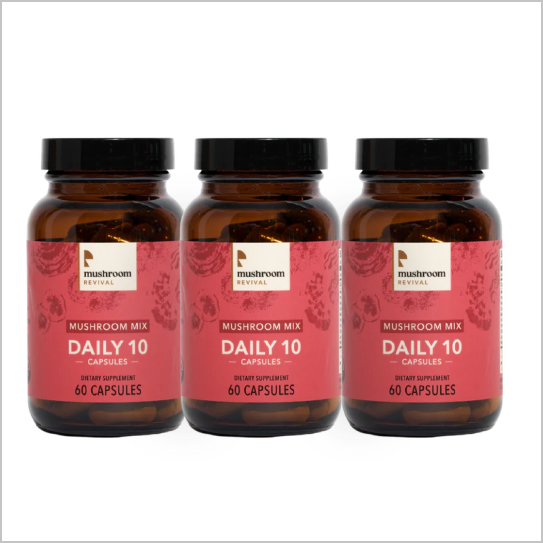 Mushroom Revival Daily 10 Mix Mushroom Capsules Best Sales Price - Edibles