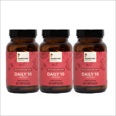 Mushroom Revival Daily 10 Mix Mushroom Capsules Best Sales Price - Edibles