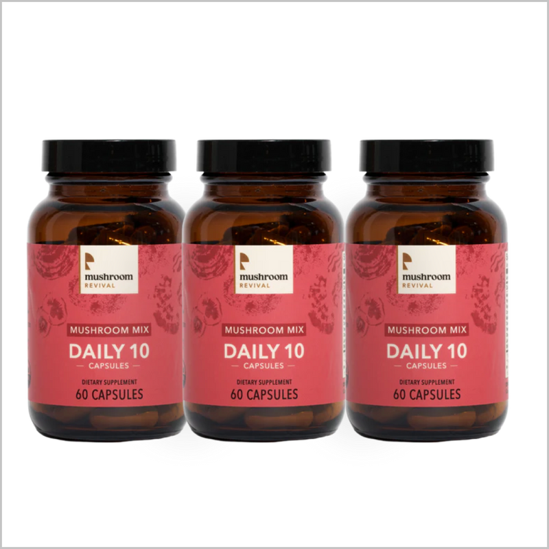Mushroom Revival Daily 10 Mix Mushroom Capsules Best Sales Price - Edibles