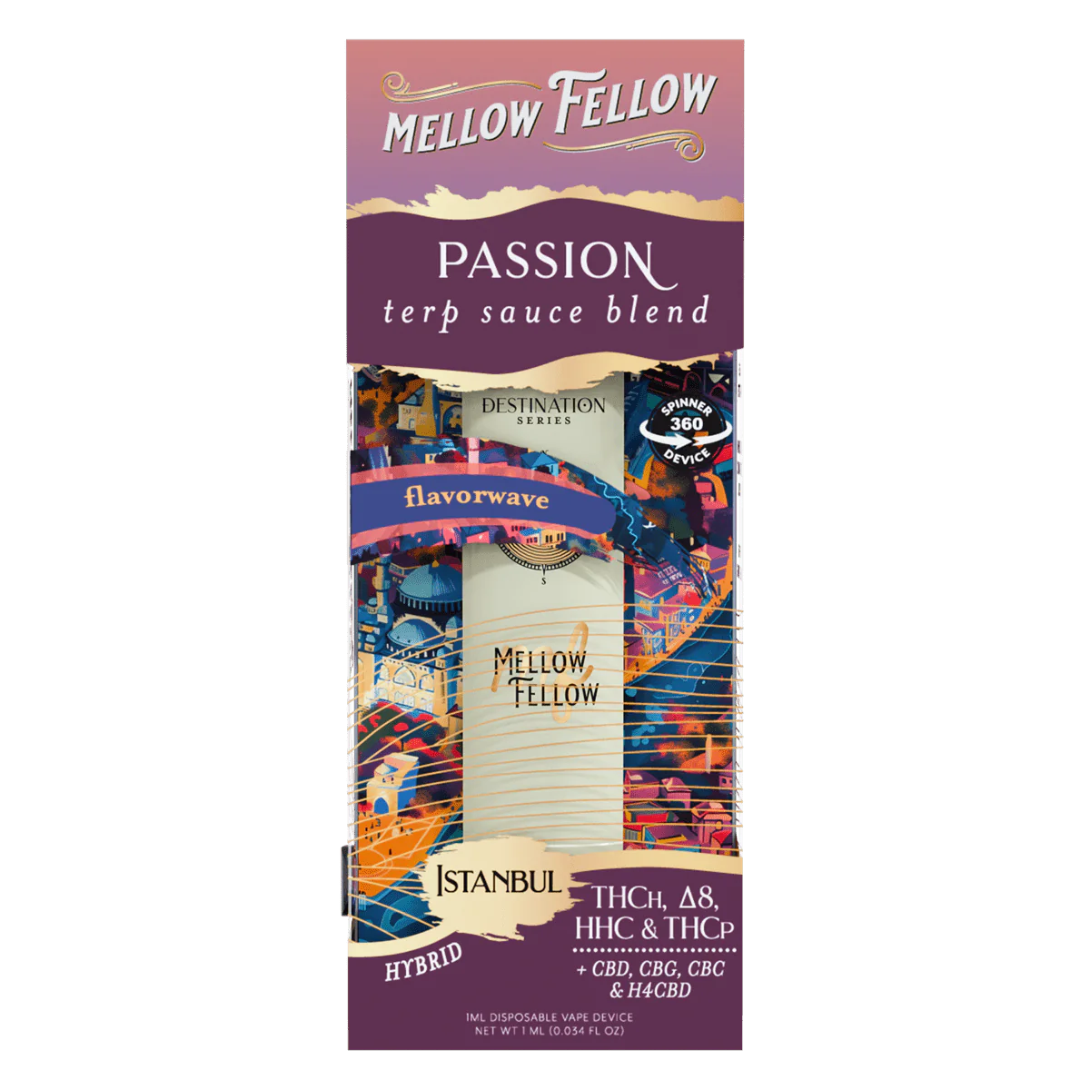 Mellow Fellow Passion Blend - Terp Sauce 1ml Disposable Spinner Vape - Flavorwave (Hybrid)