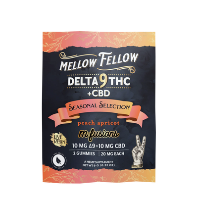 Mellow Fellow Live Resin Infused Edibles - 2cnt 40mg Delta 9 THC & CBD - Peach Apricot (Seasonal Selection) Best Sales Price - Edibles