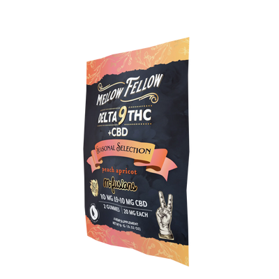 Mellow Fellow Live Resin Infused Edibles - 2cnt 40mg Delta 9 THC & CBD - Peach Apricot (Seasonal Selection) Best Sales Price - Edibles