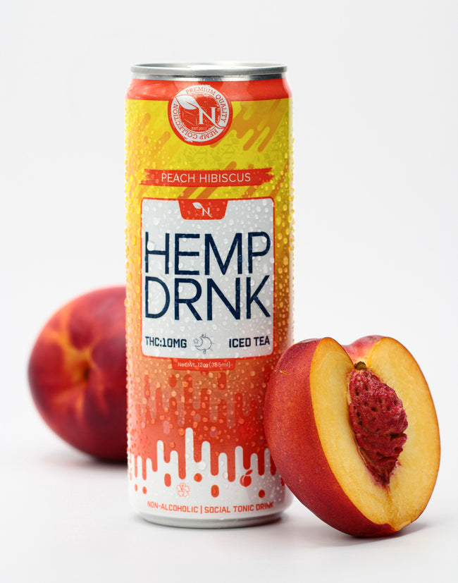 DELTA 9 + CBD BEVERAGE - Peach Hibiscus - 50MG - 4 PACK