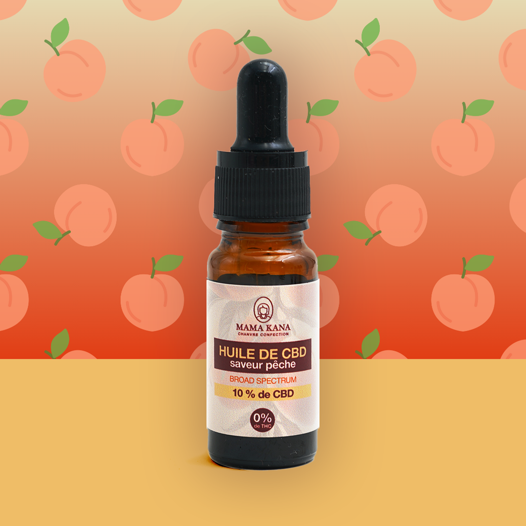 MAMA KANA CBD Huile 10% de CBD Broad Spectrum - Pêche 🍑 Best Sales Price - Tincture Oil