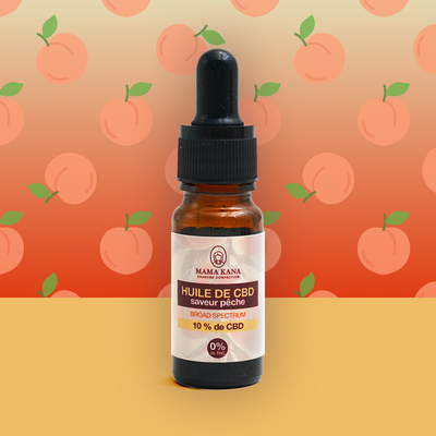 MAMA KANA CBD Huile 10% de CBD Broad Spectrum - Pêche 🍑 Best Sales Price - Tincture Oil