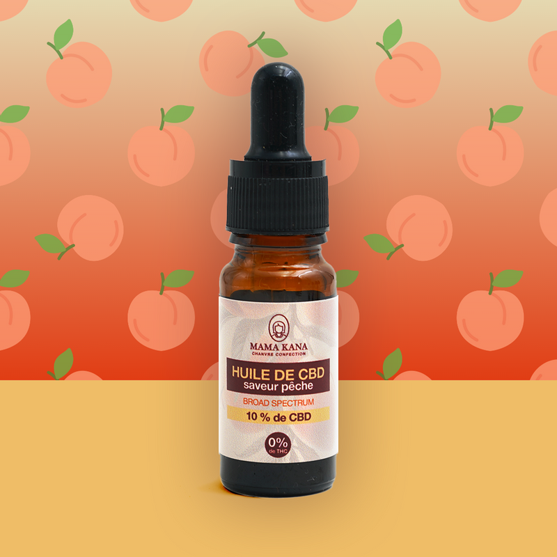 MAMA KANA CBD Huile 10% de CBD Broad Spectrum - Pêche 🍑 Best Sales Price - Tincture Oil