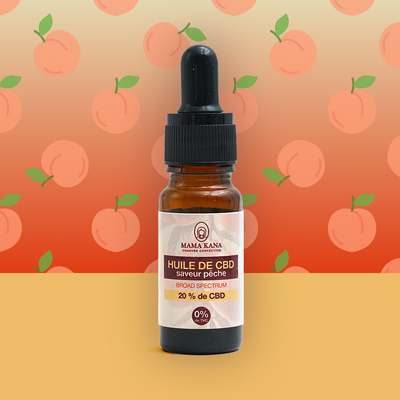 MAMA KANA CBD Huile 20% de CBD Broad Spectrum - Pêche 🍑 Best Sales Price - Tincture Oil