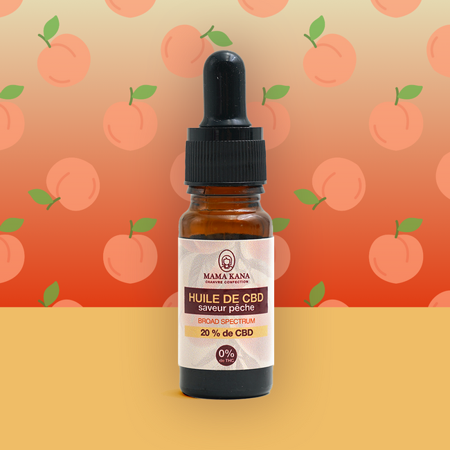 MAMA KANA CBD Huile 20% de CBD Broad Spectrum - Pêche 🍑 Best Sales Price - Tincture Oil