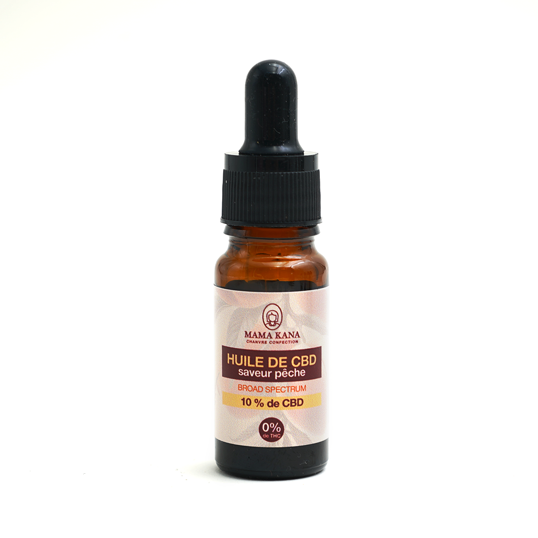 MAMA KANA CBD Huile 10% de CBD Broad Spectrum - Pêche 🍑 Best Sales Price - Tincture Oil