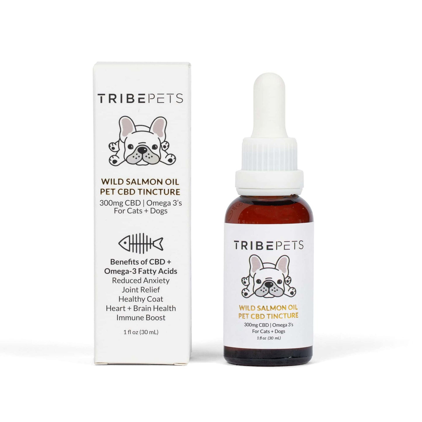 TribeTokes Pet CBD Tincture For Dogs + Cats | 300mg CBD + Wild Salmon Oil