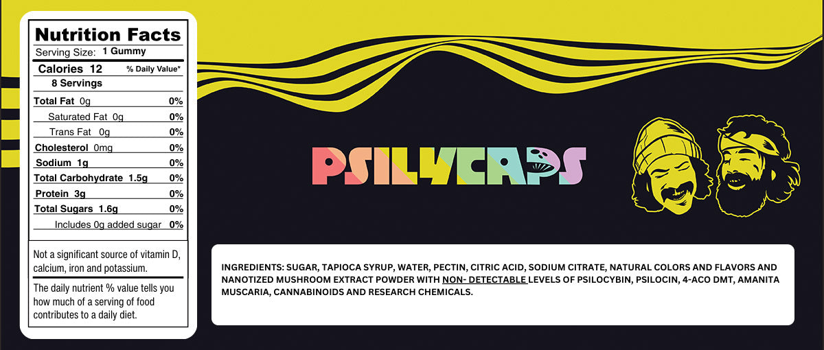 CHEECH & CHONG’S PSILYCAPS MAGIC MUSHROOM GUMMIES (Pineapple Perception)