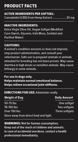 PlusCBD Daily Balance Pet CBD Softgels 25mg 30ct