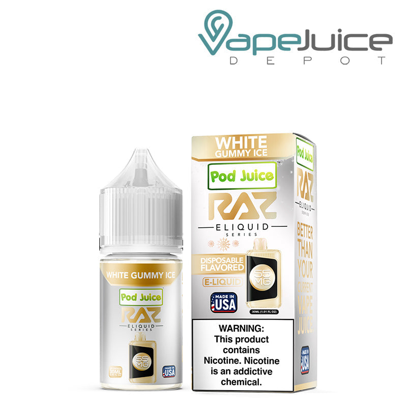White Gummy Ice Pod Juice x Raz TFN Salt 30ml