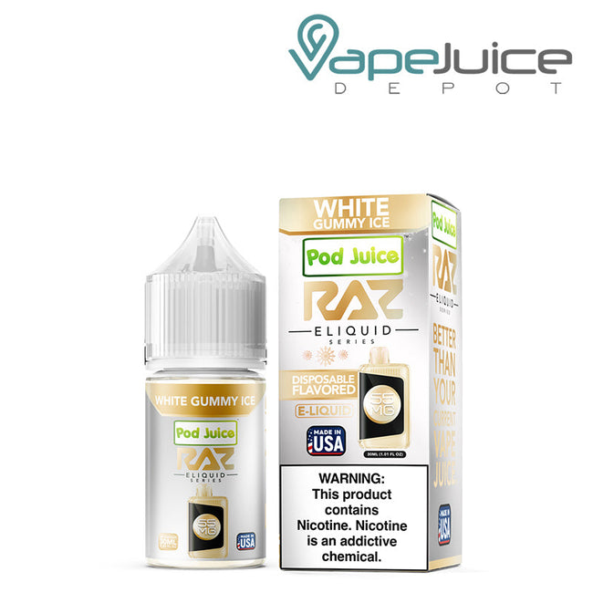 White Gummy Ice Pod Juice x Raz TFN Salt 30ml