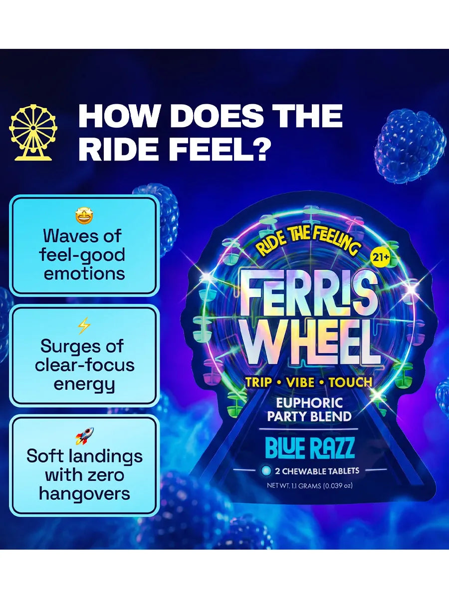 Blue Razz Ferris Wheel Euphoric Party Blend Gummies 2ct