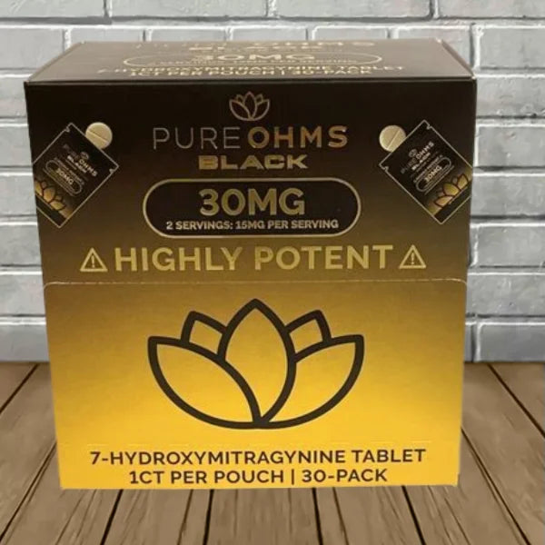 Pure Ohms Black 7-Hydroxymitragynine Extract Tablets 30mg Full Case