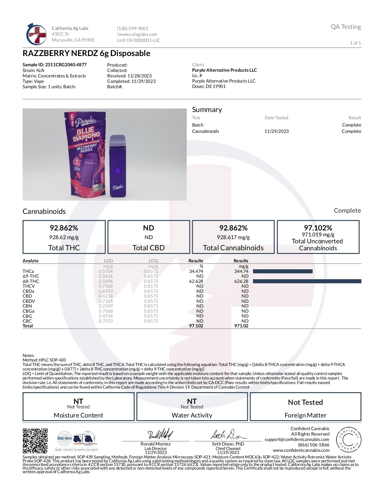 Purple Organics Blue Diamond Disposable THCA – 6 Grams