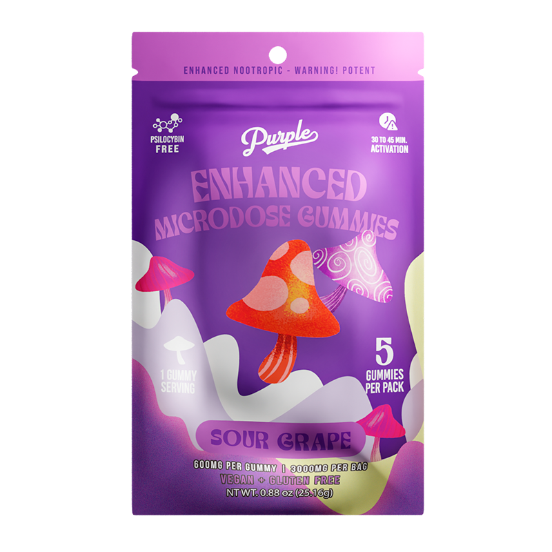 Purple Organics Mushroom Enhanced Microdose Gummies – 5CT